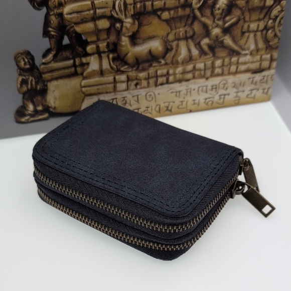 Universal Thread Navy Blue Faux Leather Compact Double Zipper Wallet - Picture 1 of 4